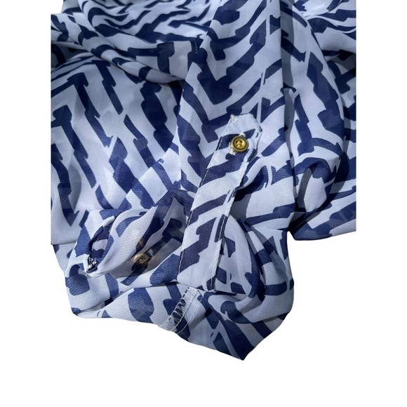 Wishful Park blue and white sheer pullover shirt size Small - Picture 6 of 10